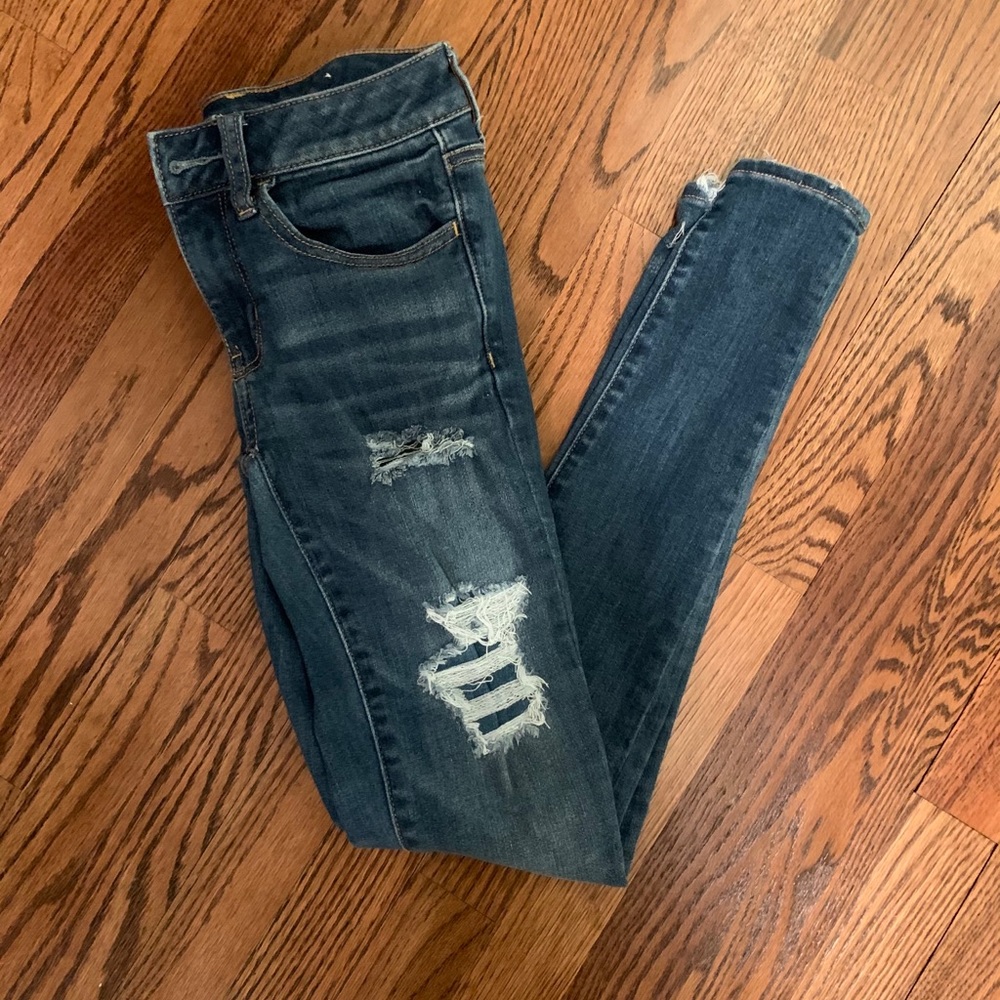 Dark Blue Jeans with Rips